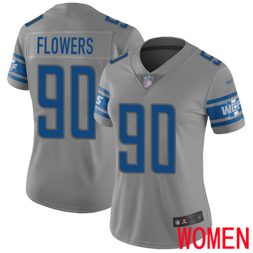 Detroit Lions Limited Gray Women Trey Flowers Jersey NFL Football #90 Inverted Legend